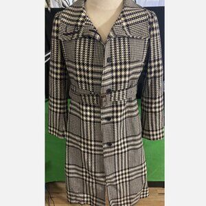 Vintage Y2K Burberry London Glen Plaid Wool Coat Size US 10 Excellent Condition